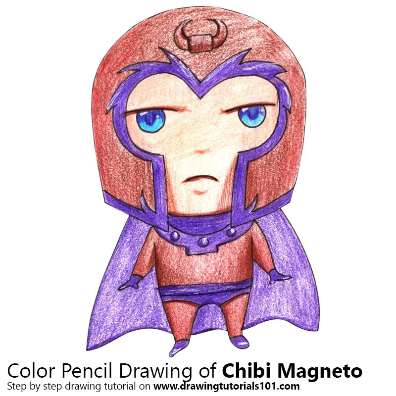 Chibi Magneto Color Pencil Drawing