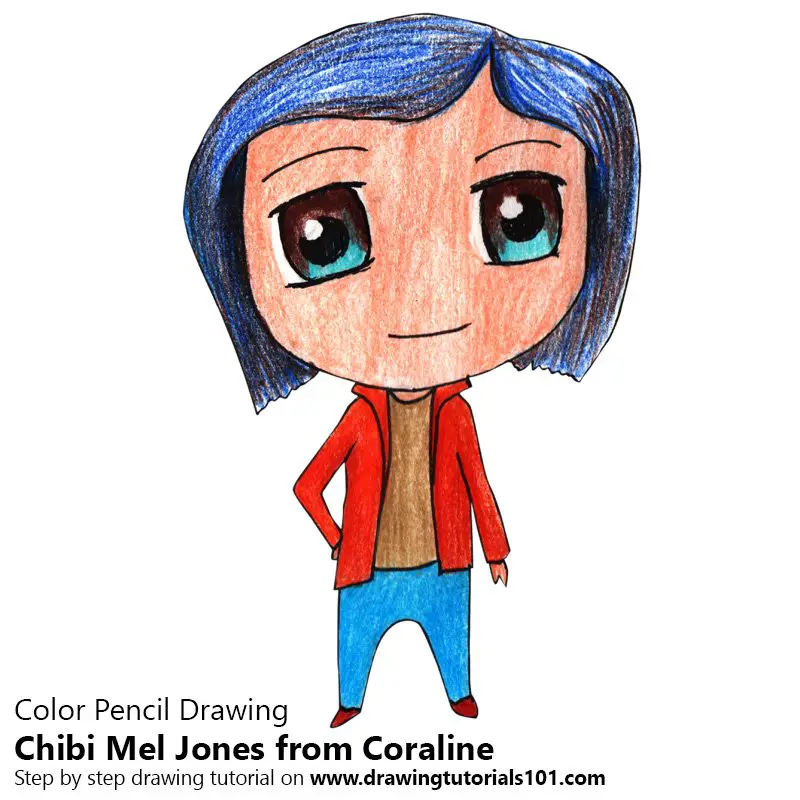 Chibi Mel Jones from Coraline Color Pencil Drawing