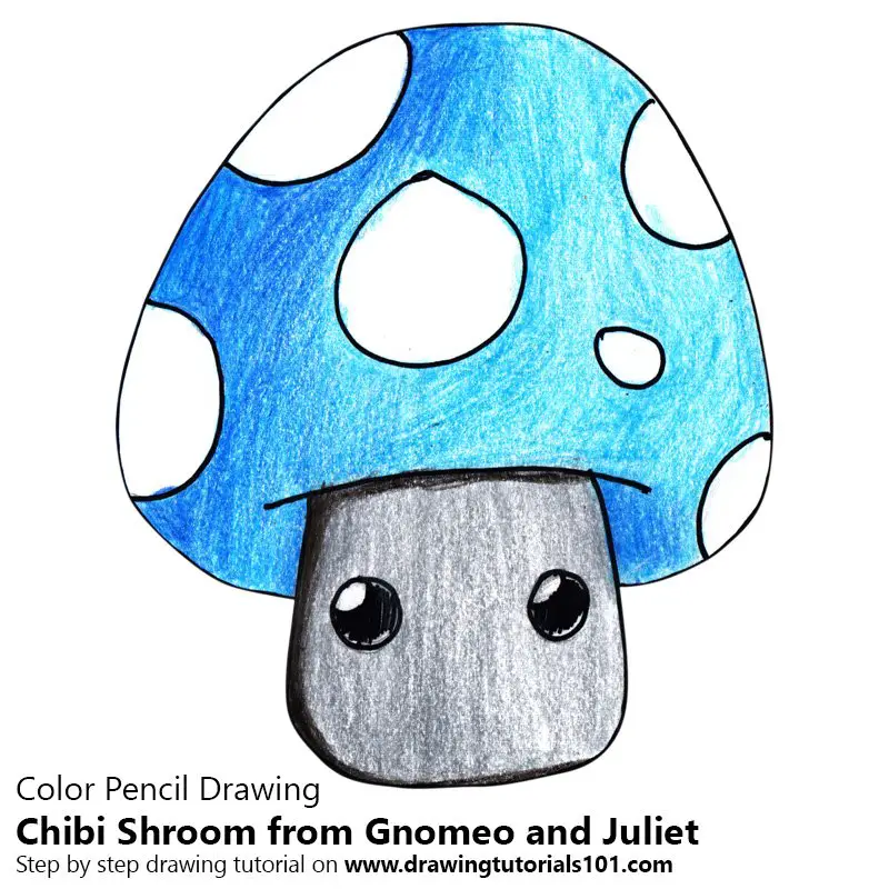 Chibi Shroom from Gnomeo and Juliet Color Pencil Drawing