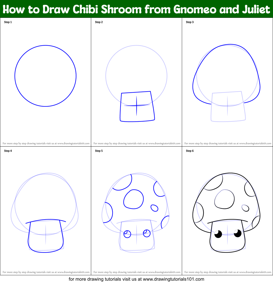 How to Draw Chibi Shroom from Gnomeo and Juliet printable step by step ...