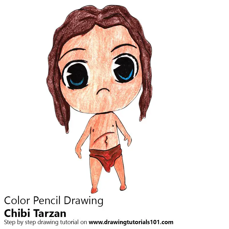 Chibi Tarzan Color Pencil Drawing