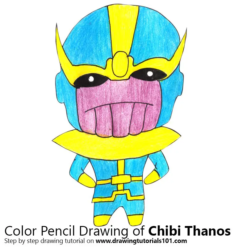 Chibi Thanos Color Pencil Drawing