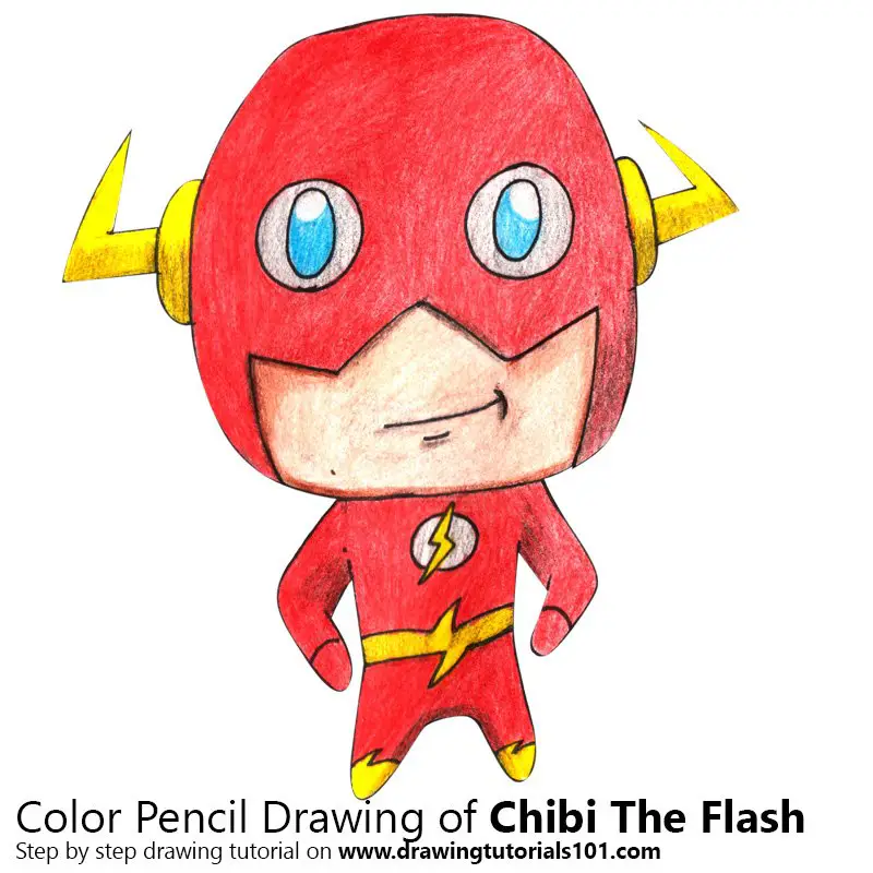 Chibi The Flash Color Pencil Drawing