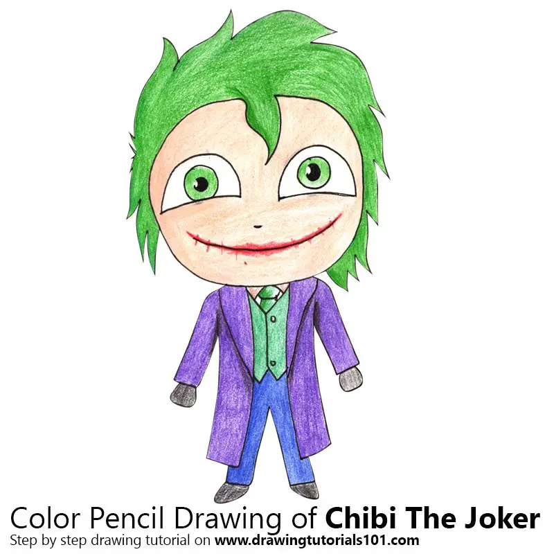 Chibi The Joker Color Pencil Drawing