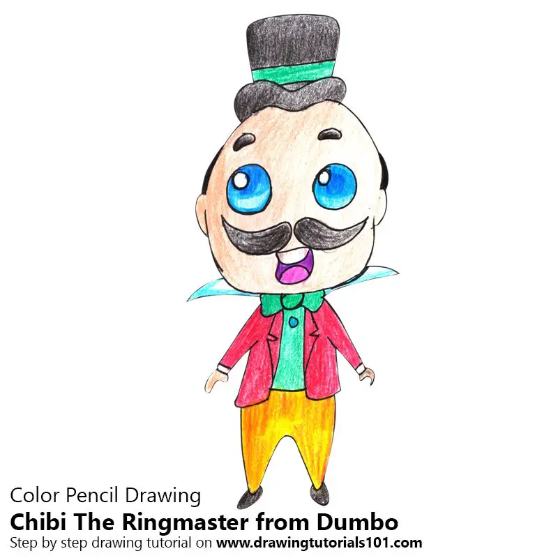 Chibi The Ringmaster from Dumbo Color Pencil Drawing