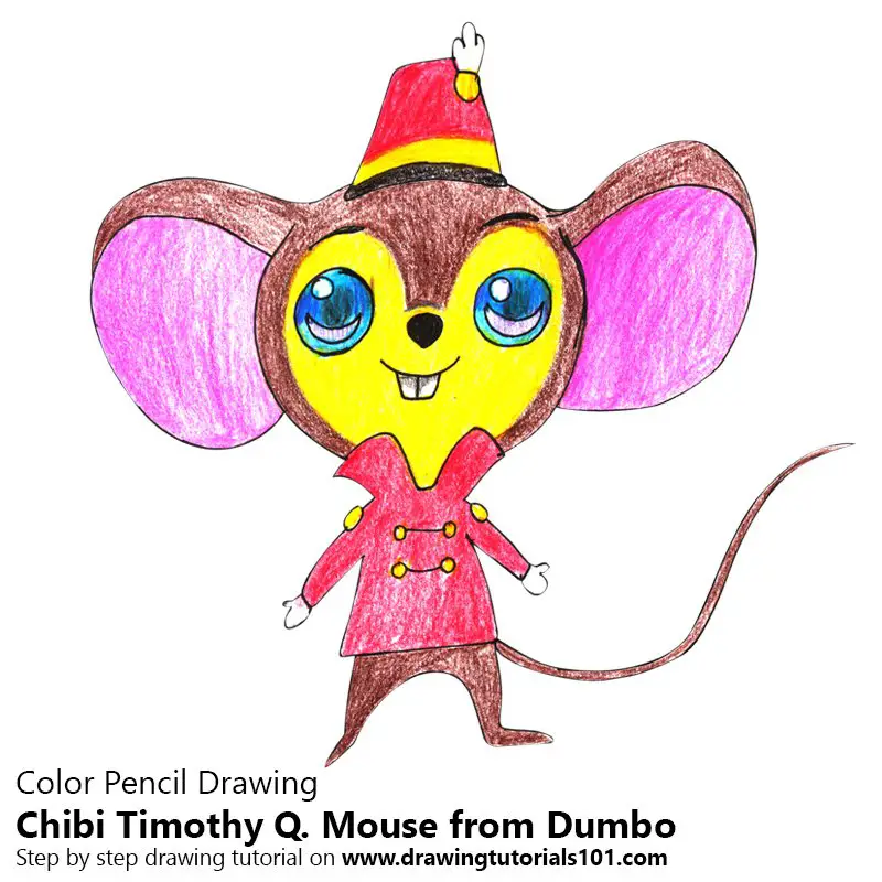 Chibi Timothy Q. Mouse from Dumbo Color Pencil Drawing