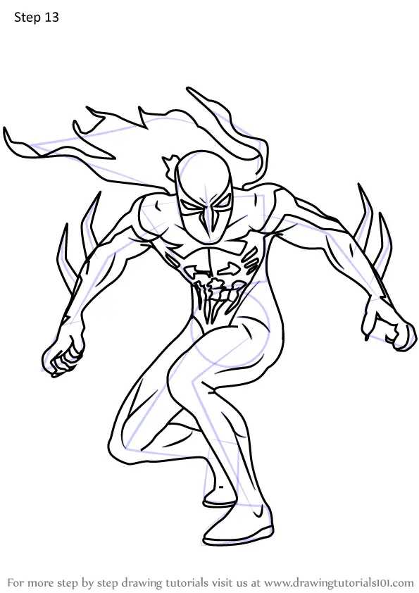 Learn How to Draw Spider-Man 2099 (Marvel Comics) Step by Step