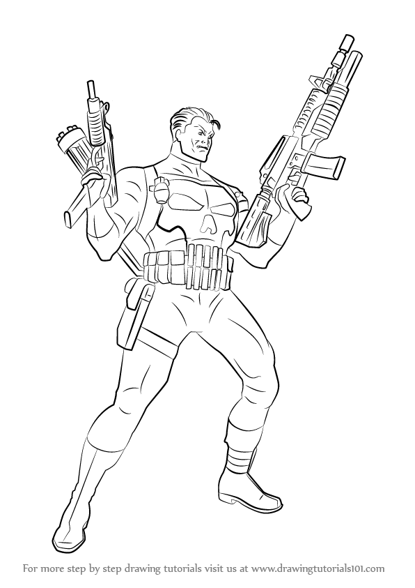 Learn How to Draw The Punisher (Marvel Comics) Step by Step : Drawing ...