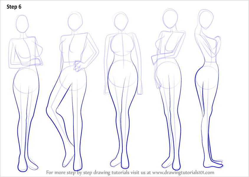 Learn How to Draw Anime Body - Female (Body) Step by Step : Drawing