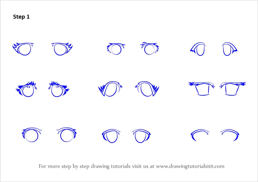 Learn How to Draw Anime Eyes - Female (Eyes) Step by Step : Drawing  Tutorials