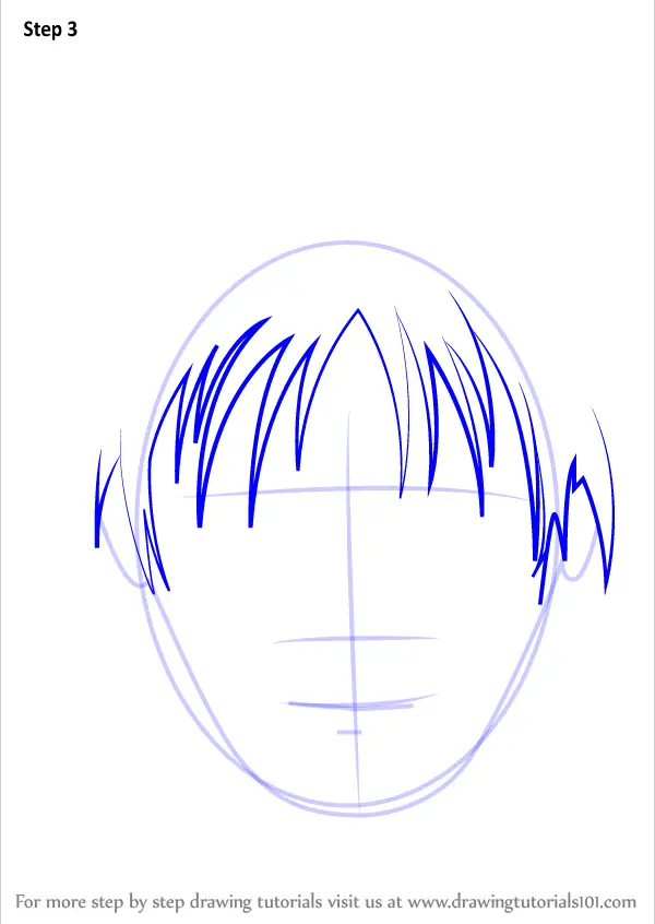 Learn How to Draw Anime Boy Face (Face) Step by Step : Drawing Tutorials