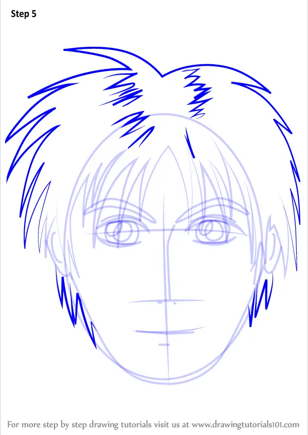 Step by Step How to Draw Anime Boy Face : 