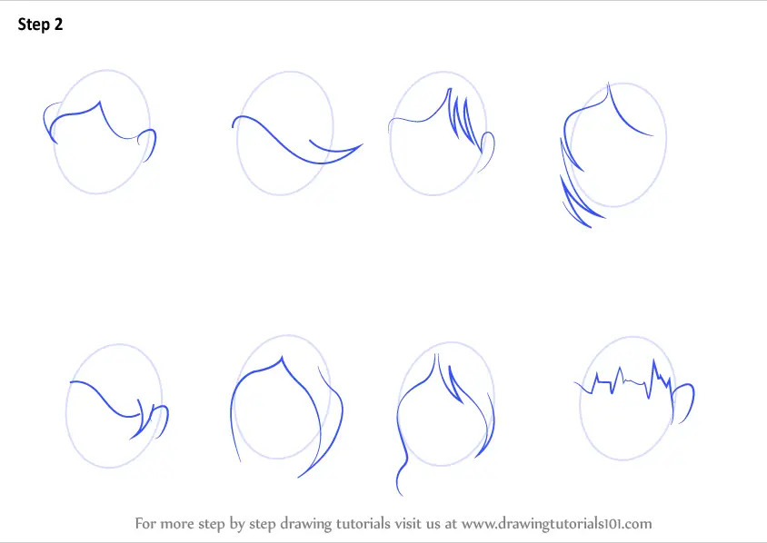 Learn How To Draw Anime Hair Female Hair Step By Step Drawing