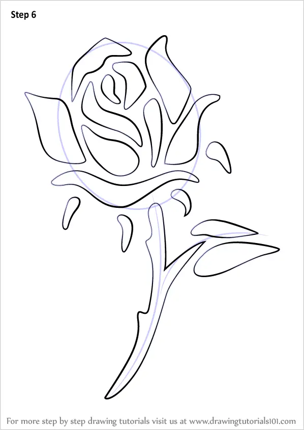 Learn How to Draw a Rose Tattoo (Rose) Step by Step : Drawing Tutorials
