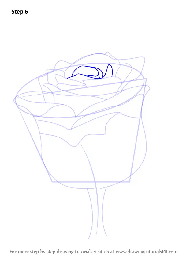 Step by Step How to Draw a Rose with Stem : DrawingTutorials101.com