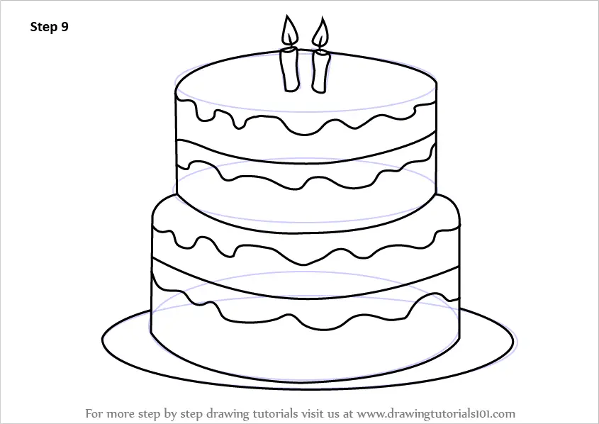 Learn How to Draw a Birthday Cake (Cakes) Step by Step Drawing Tutorials