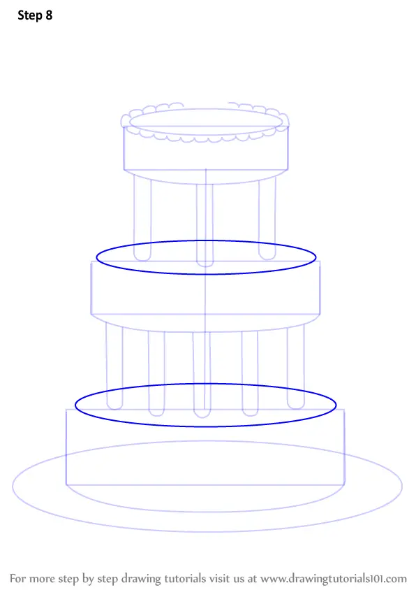 Learn How to Draw a Wedding Cake (Cakes) Step by Step Drawing Tutorials