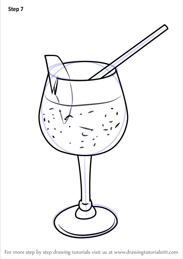 Learn How to Draw a Cocktail Glass (Drinks) Step by Step : Drawing