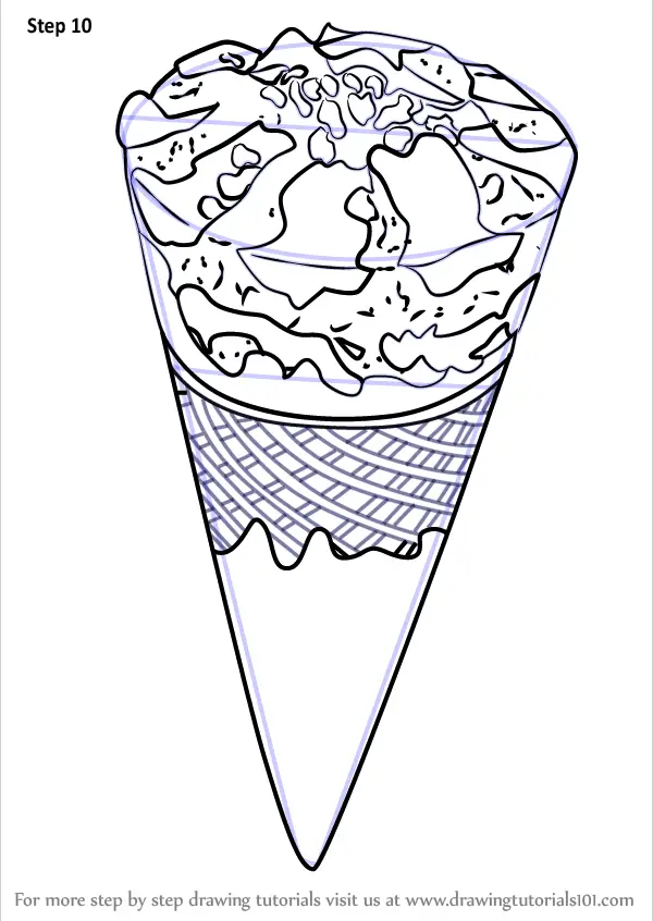 Step By Step How To Draw Chocolate Ice Cream Cone Drawingtutorials101 Com