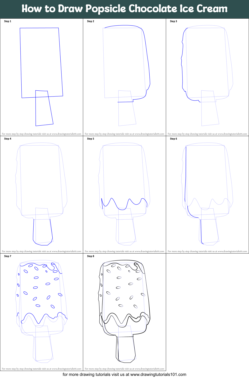 How To Draw Popsicle Chocolate Ice Cream Printable Step By Step Drawing Sheet