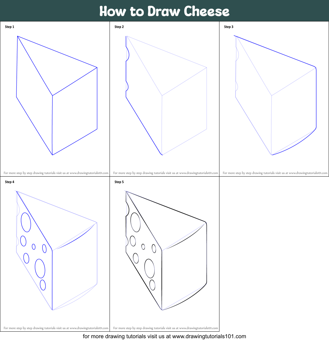 How to Draw Cheese printable step by step drawing sheet