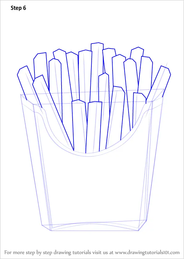 Learn How to Draw French Fries (Snacks) Step by Step : Drawing Tutorials