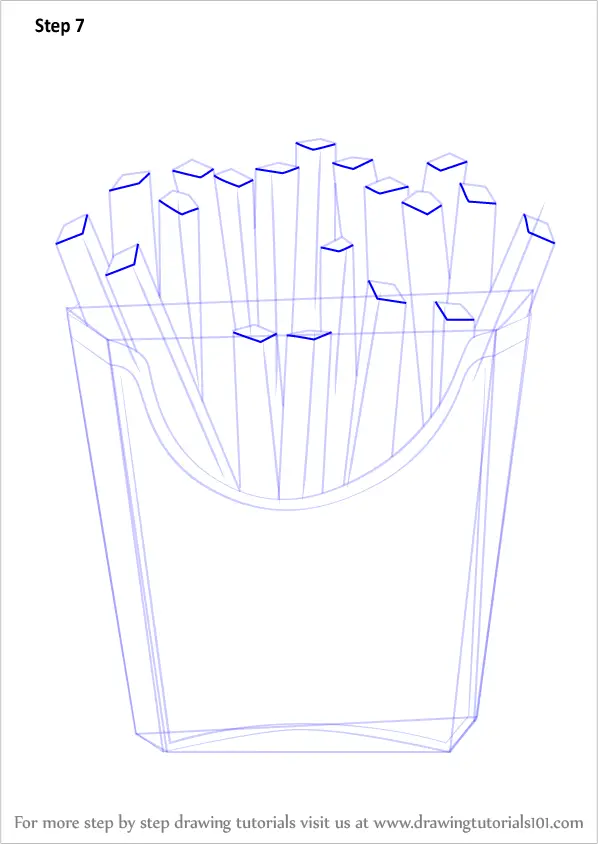 Learn How to Draw French Fries (Snacks) Step by Step : Drawing Tutorials