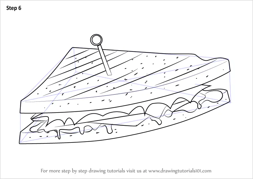 Learn How to Draw a Sandwich (Snacks) Step by Step Drawing Tutorials