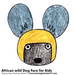 How to Draw an African wild Dog Face for Kids