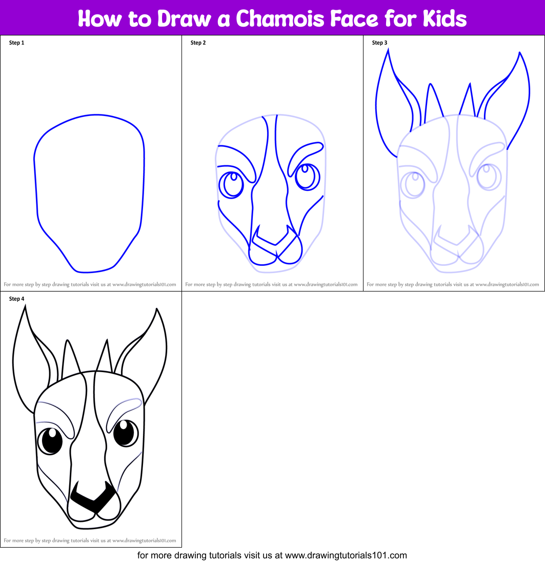 How to Draw a Chamois Face for Kids printable step by step drawing