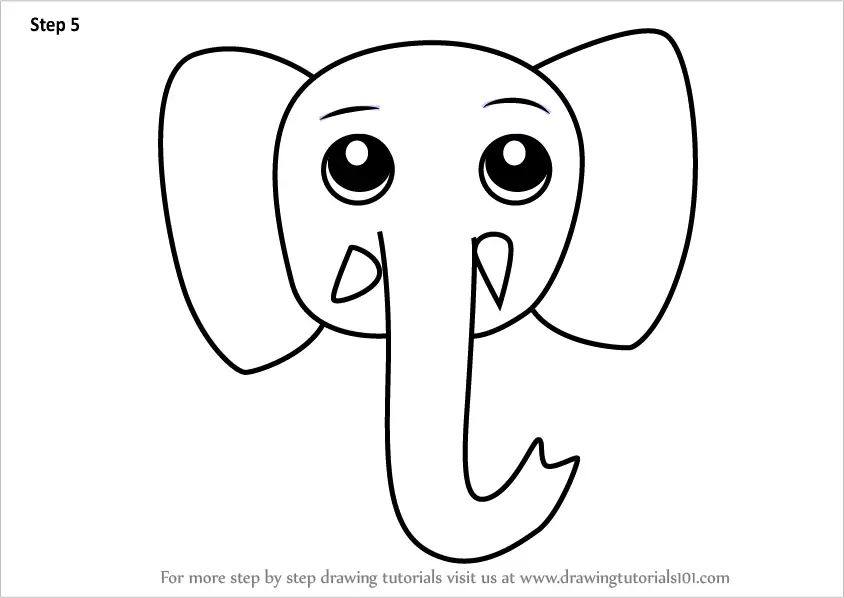 Step by Step How to Draw an Elephant Face for Kids