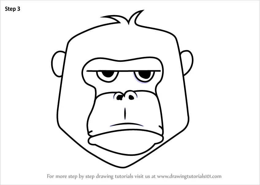 Step by Step How to Draw a Gorilla Face for Kids