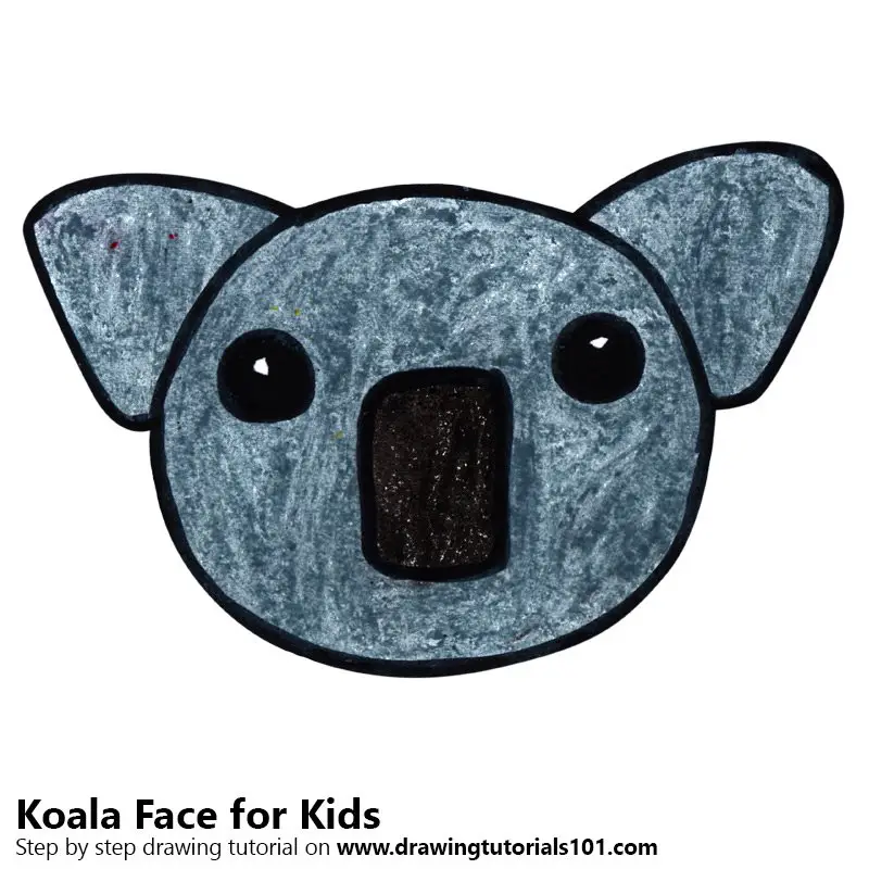 Learn How to Draw a Koala Face for Kids (Animal Faces for Kids) Step by