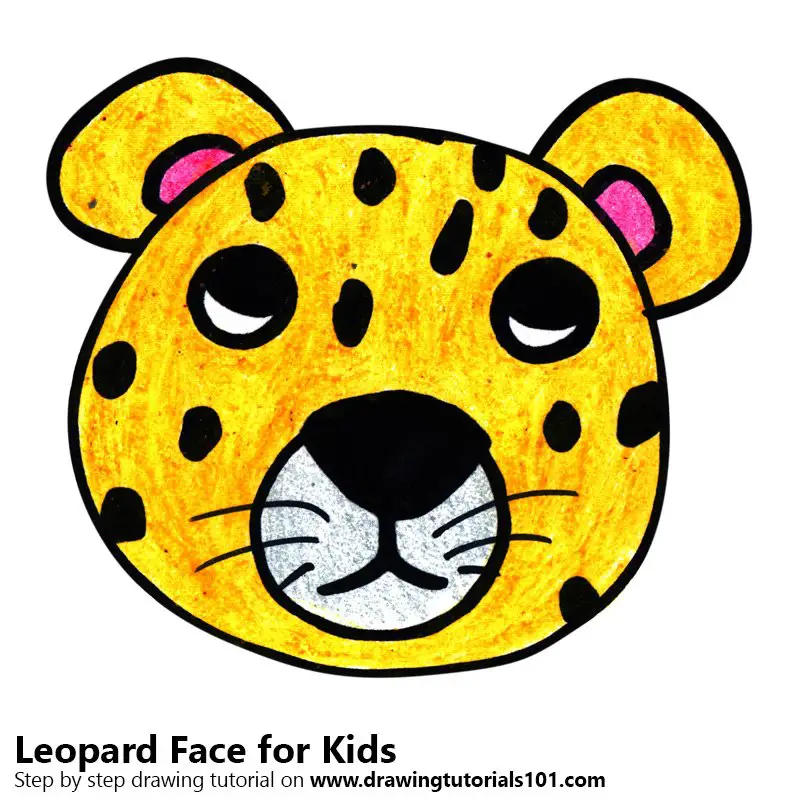 Learn How to Draw a Leopard Face for Kids (Animal Faces for Kids) Step by  Step : Drawing Tutorials