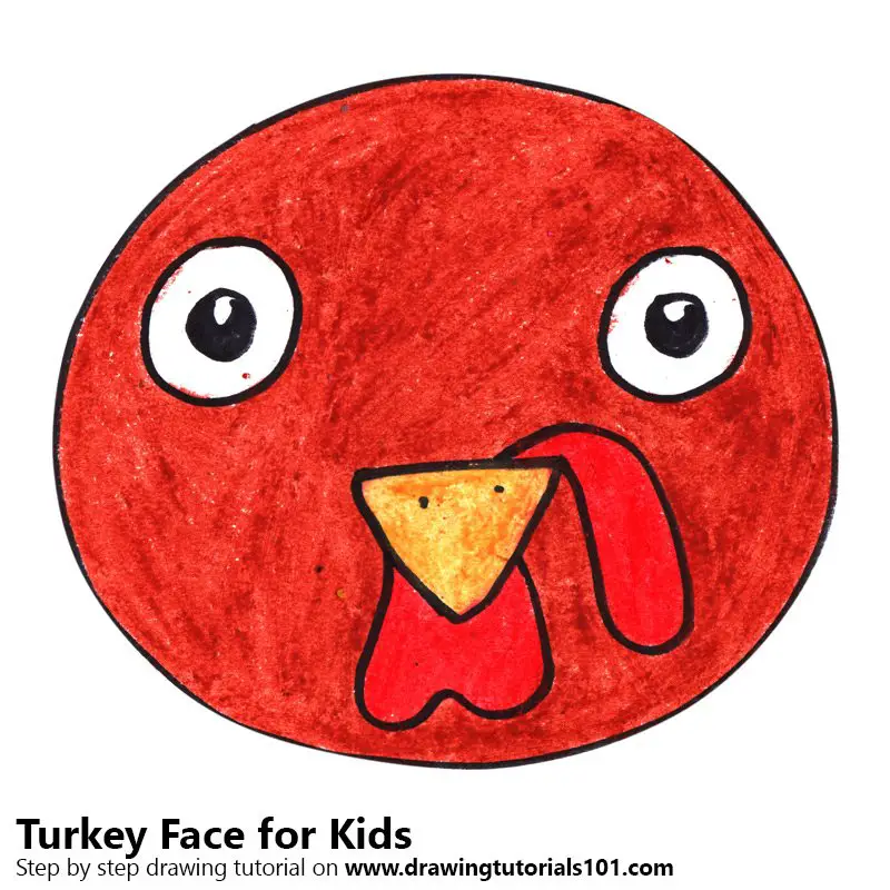 Learn How to Draw a Turkey Face for Kids (Animal Faces for Kids) Step