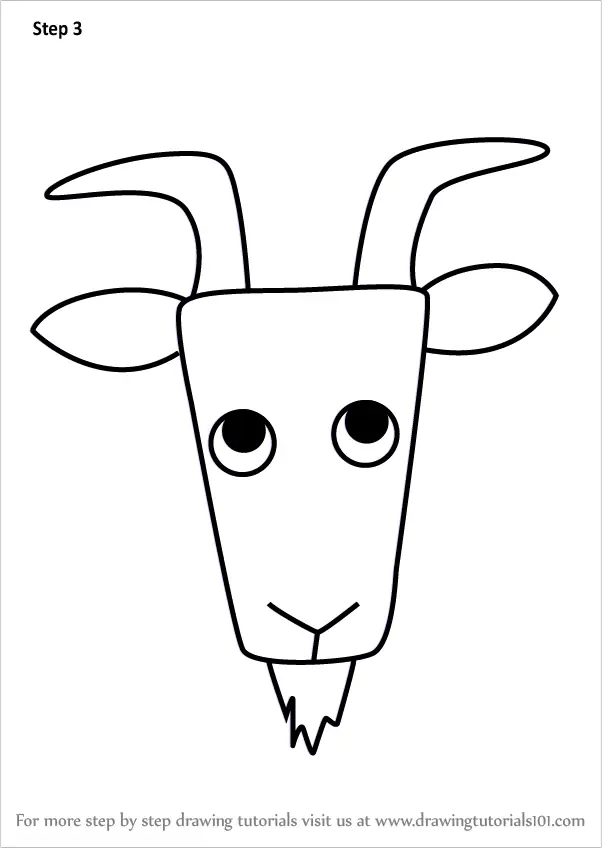 Step by Step How to Draw a Wild Goat Face for Kids