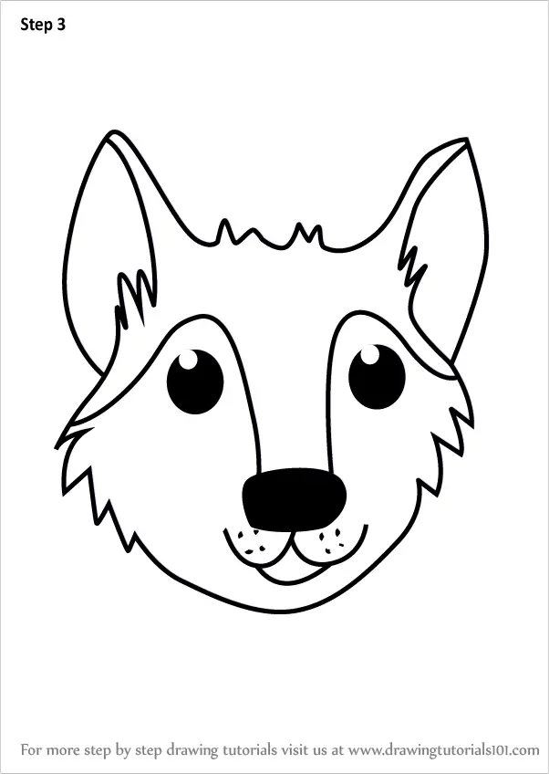 how to draw a wolf head front view