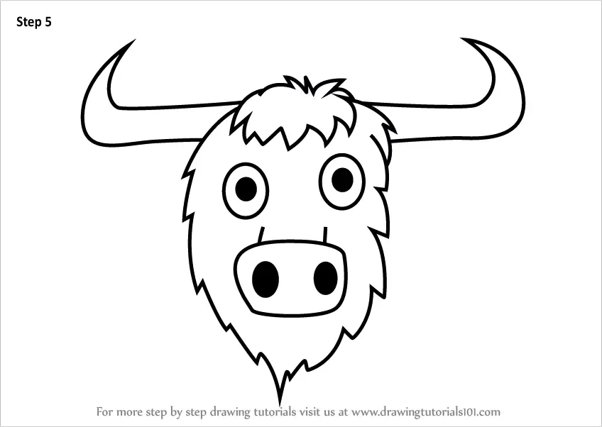 Learn How To Draw A Yak Face For Kids Animal Faces For Kids Step By