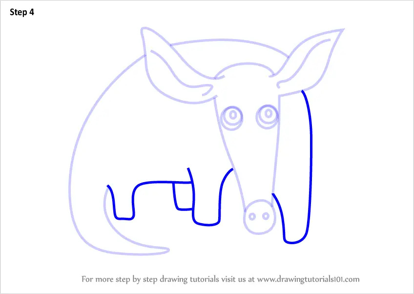 Step by Step How to Draw an Aardvark for Kids : DrawingTutorials101.com