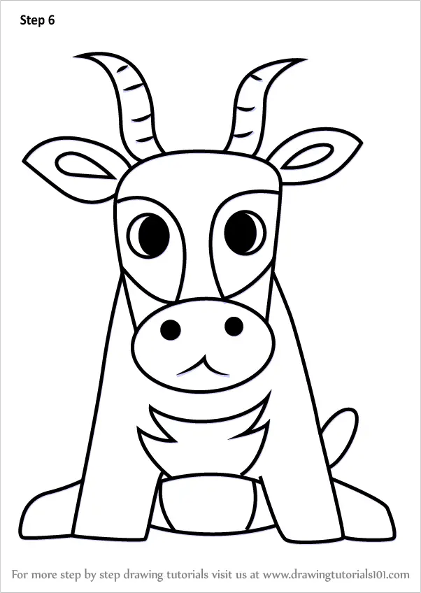 Learn How to Draw an Antelope for Kids (Animals for Kids) Step by Step