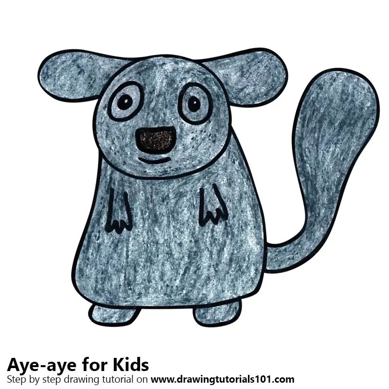 Learn How to Draw an AyeAye for Kids (Animals for Kids) Step by Step
