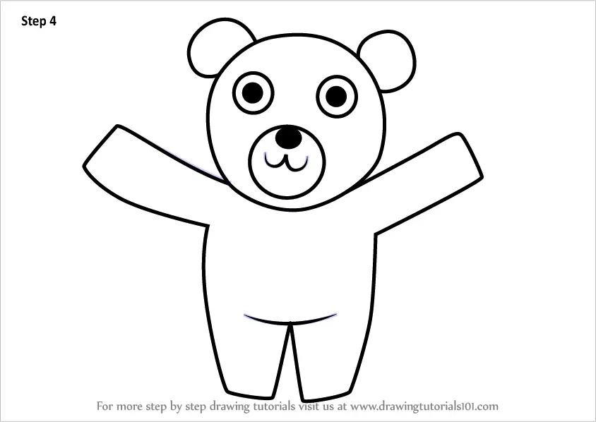 Step by Step How to Draw a Bear for Kids : DrawingTutorials101.com