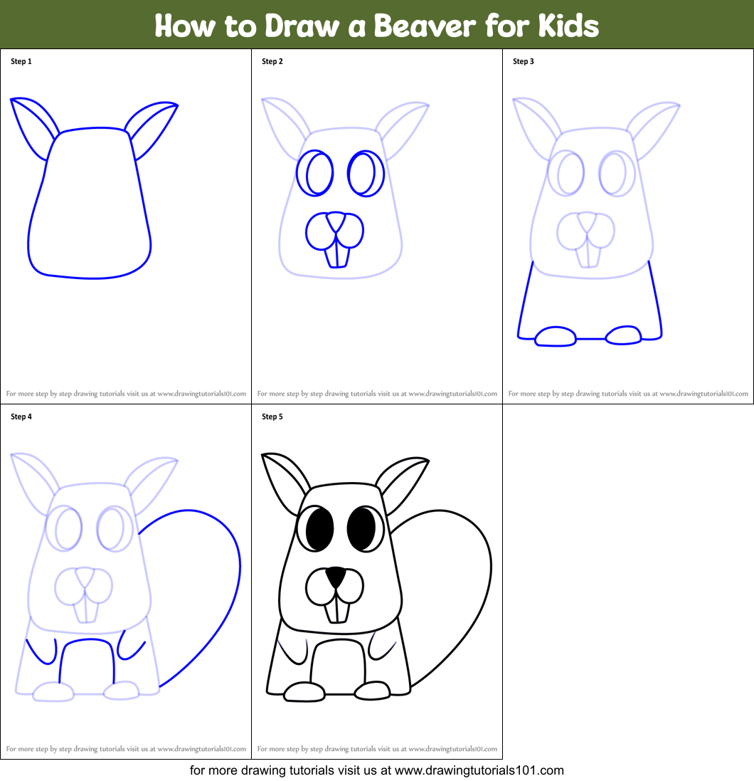 How to Draw a Beaver for Kids printable step by step drawing sheet ...
