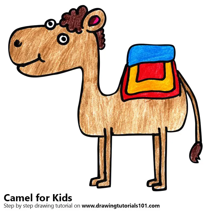 Camel for Kids Color Pencil Drawing