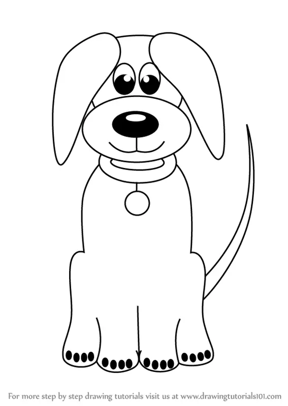 Learn How to Draw Cartoon Dog Easy (Animals for Kids) Step by Step