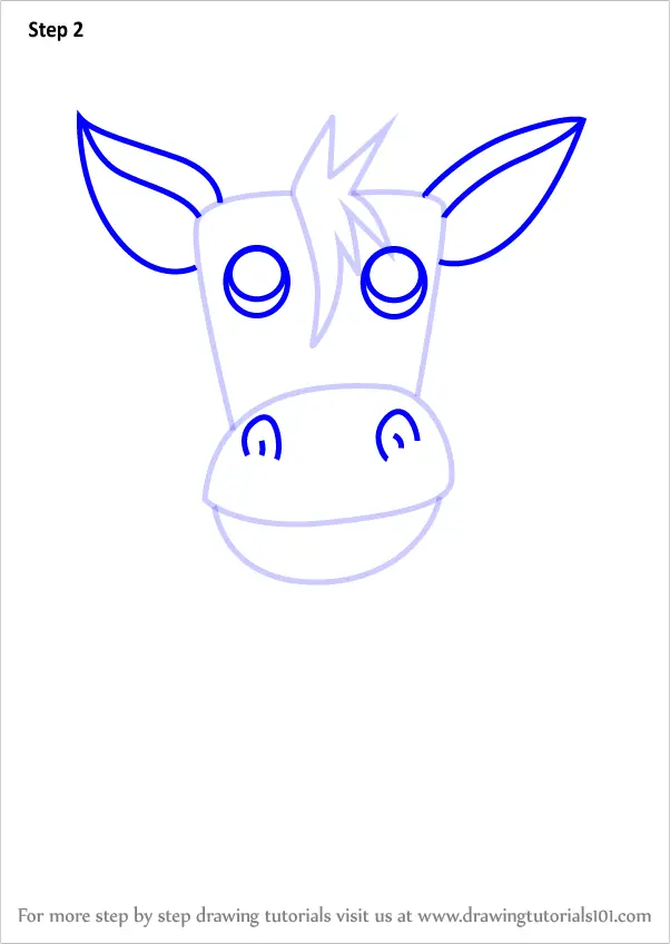 Step by Step How to Draw a Donkey for Kids : DrawingTutorials101.com