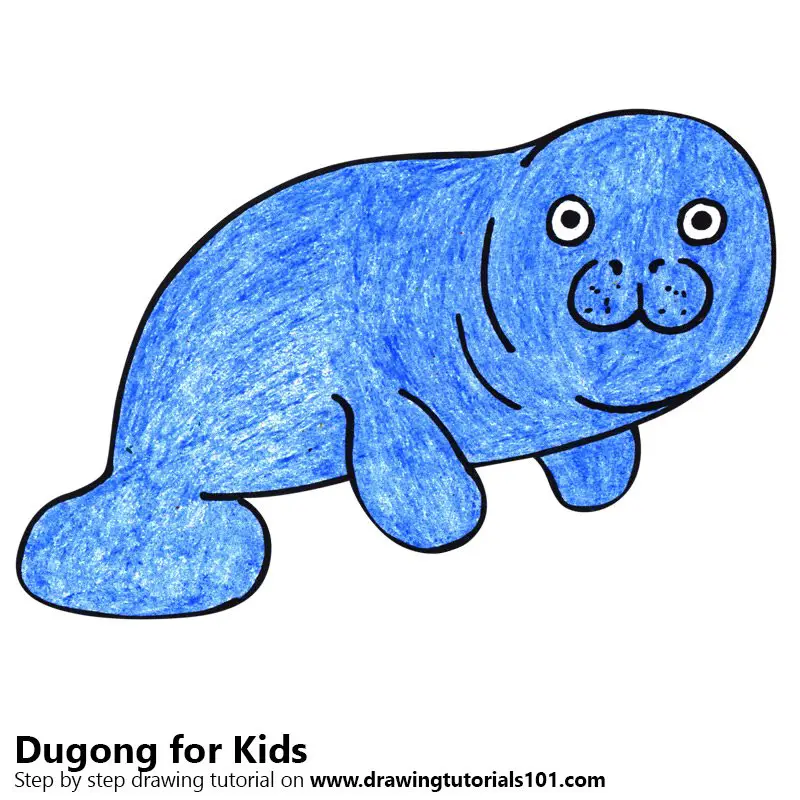 Learn How to Draw a Dugong for Kids (Animals for Kids) Step by Step