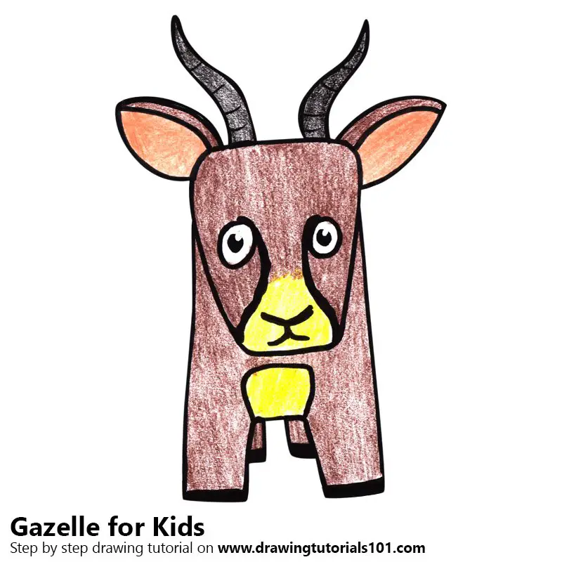Gazelle for Kids Color Pencil Drawing