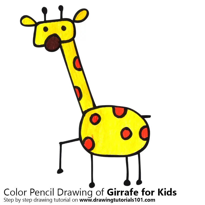 Girrafe for Kids Color Pencil Drawing