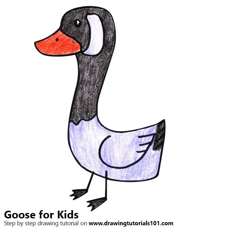 Goose for Kids Color Pencil Drawing